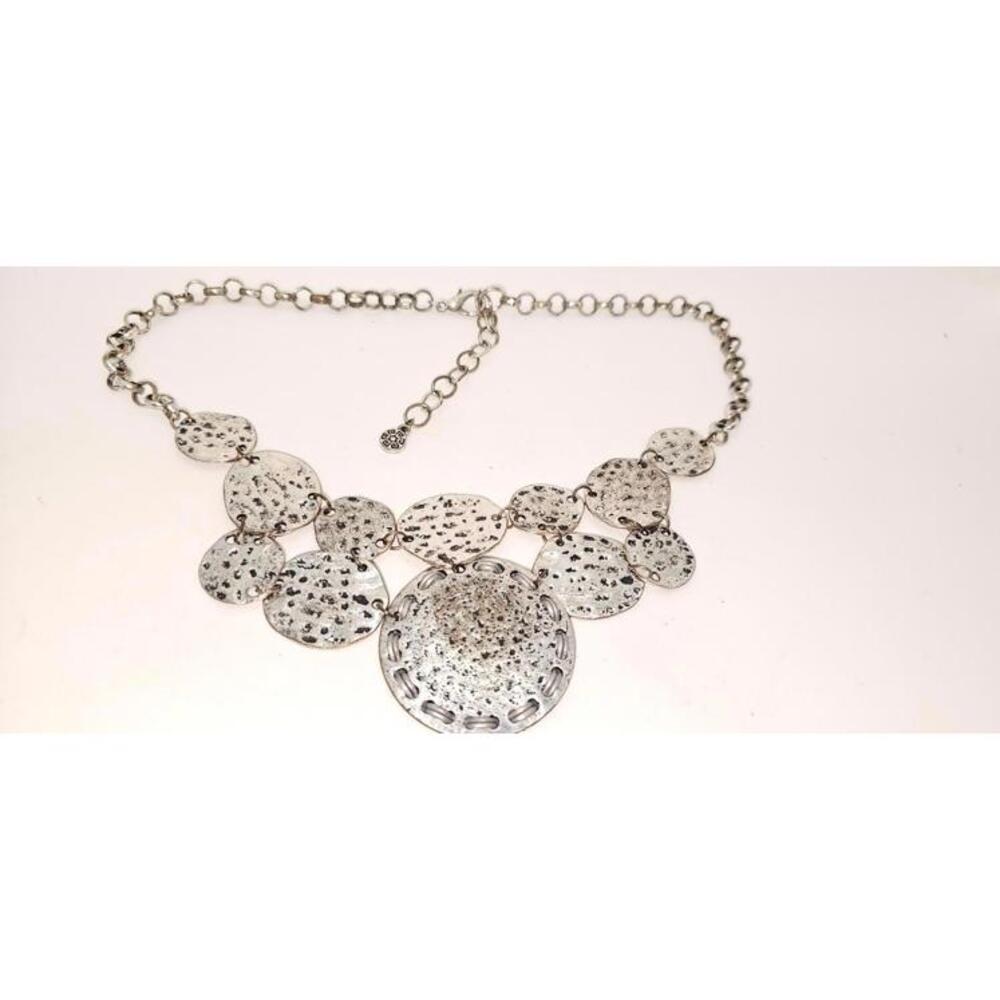 Vtg Ruby Road Silver-Tone Statement Necklace With… - image 1